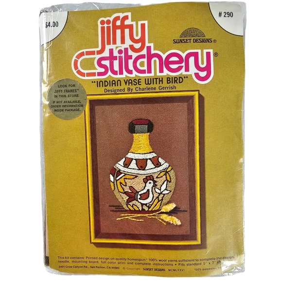 Jiffy Stitchery Needlepoint Embroidery Kit Lot of 3 Vintage Vase and Shell NWT - Picture 6 of 11